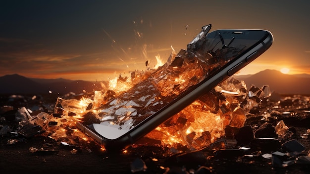 a burning smartphone