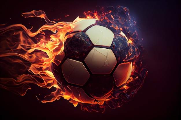 Burning soccer ballgenerative ai