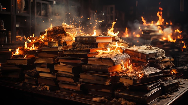 Сжигание кучи книг Генеративный ИИ