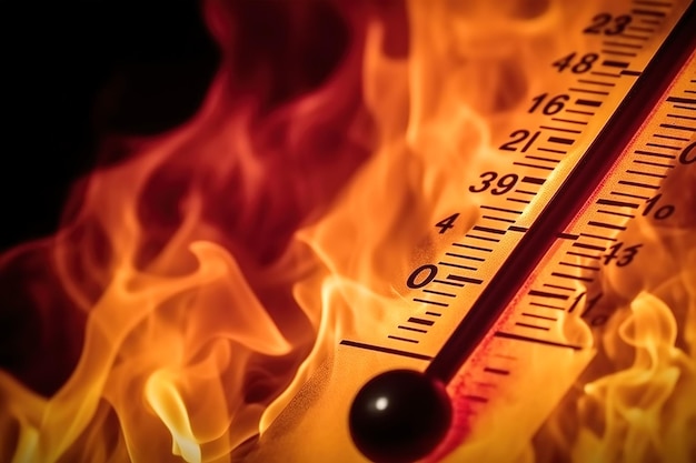 Tabella della temperatura di combustione su sfondo nero