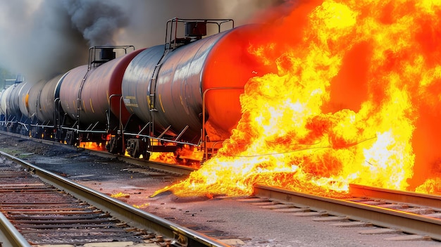 燃える列車 毒油流出 自然は憐れみを求める