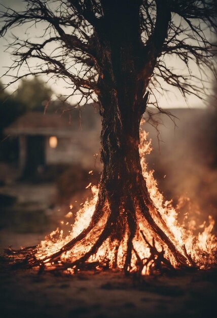 Photo burning tree