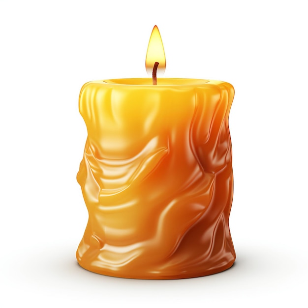 Burning wax candle isolated on white background