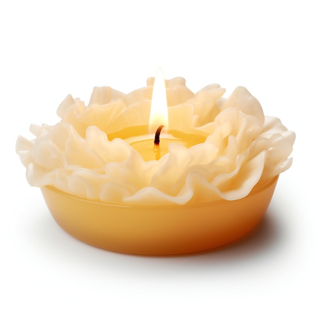 Burning wax candle isolated on white background