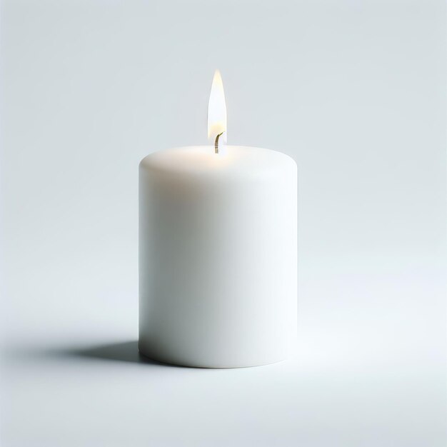 burning white candle in the white background