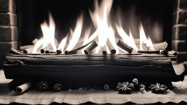 Photo burning yule log