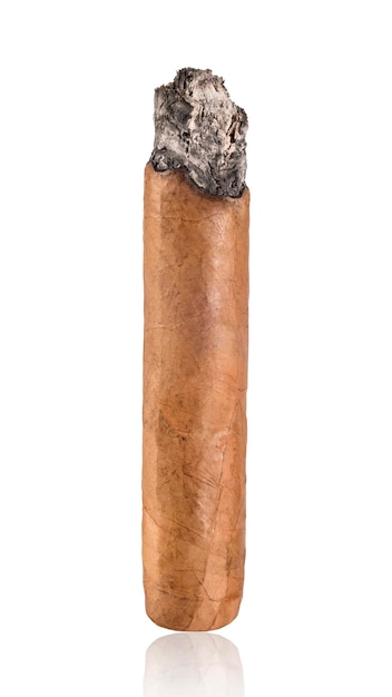 Burnt cigar isolated on white background Healthcare concept