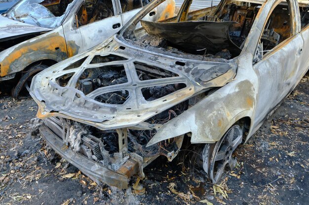 Burnt out body of car.Arson, short circuit.