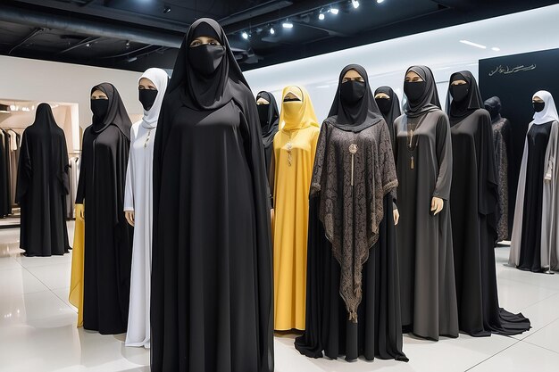 Burqa showroom dispaly op Pakistaanse winkel