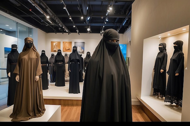 Burqa showroom dispaly op Pakistaanse winkel