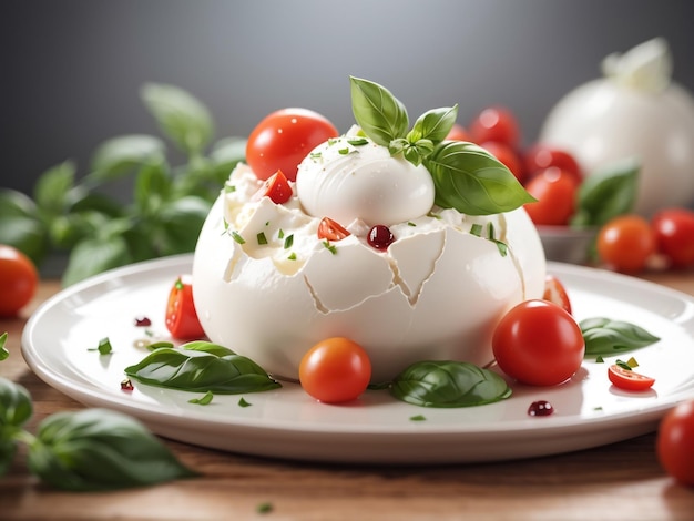 Burrata Cheese with Fresh Basil and Cherry Tomatoes