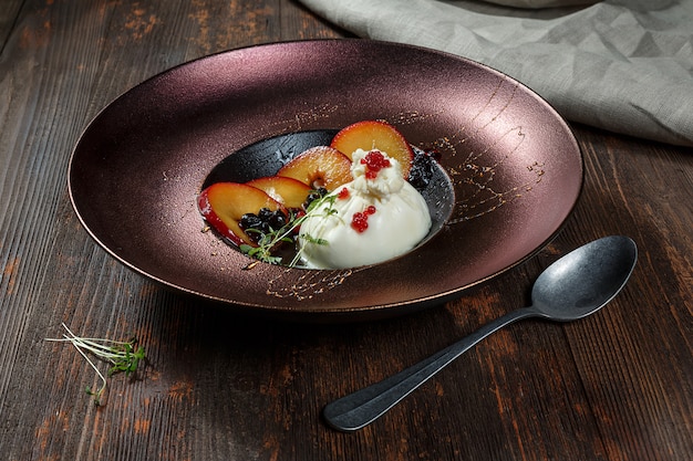 Burrata cheese with sauce and tomatoes