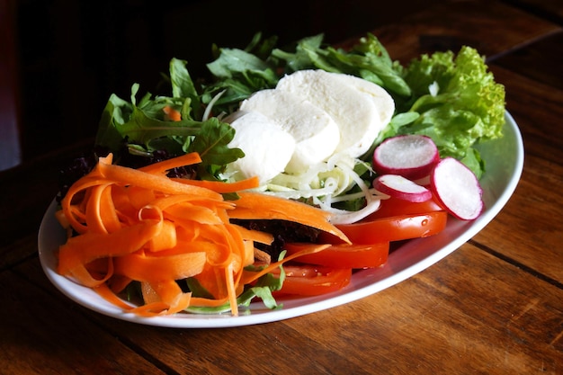 Burrata salad The burrata is a fresh cow's milk cheese with spun paste and round in shape