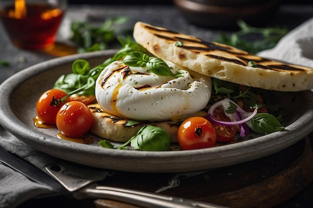 Burrata with grilled flatbread