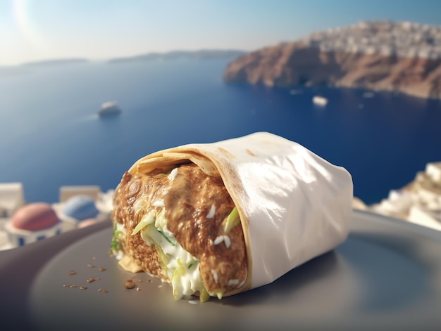 burrito close up with beach on background food advertising