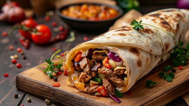 burrito's met vleesgroenten en knoflook shoarma kebab