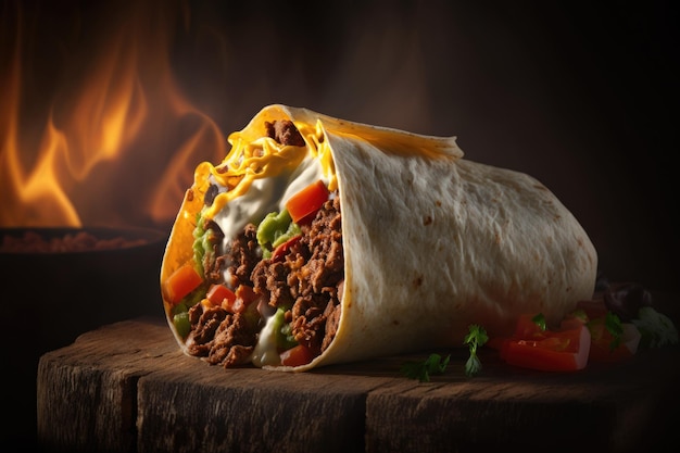 Burrito's wraps met rundvlees en groenten Generatieve AI