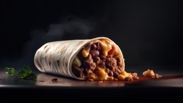 A burrito with a bite taken out of it