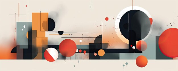 Burst of abstract geometric forms on a minimalistic background panorama