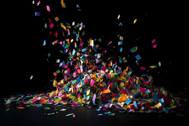 Burst of colorful confetti against a black backdrop