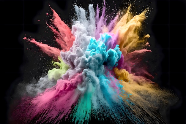 A Burst of Colorful Powder on a Spotless White Background