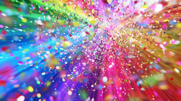 Foto un'esplosione di cannoni di confetti che scatena un arcobaleno di colori creando un momento magico di celebrazione