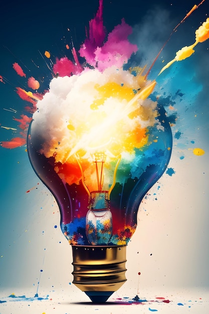 Burst of creativity with this captivating image of a light bulb bursting