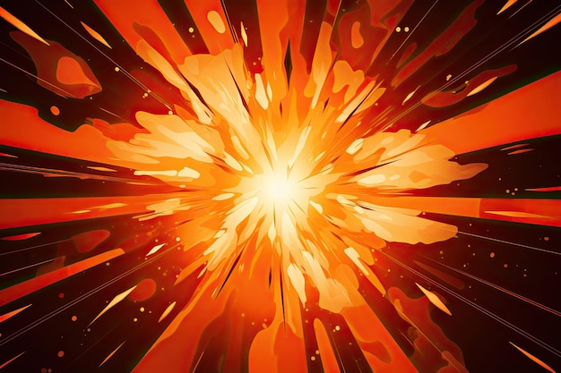 A burst of light in a bright orange background image Generative AI