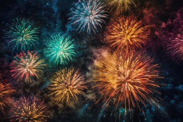 Bursting Color Symphony Abstract Image of Colorful Fireworks Exploding