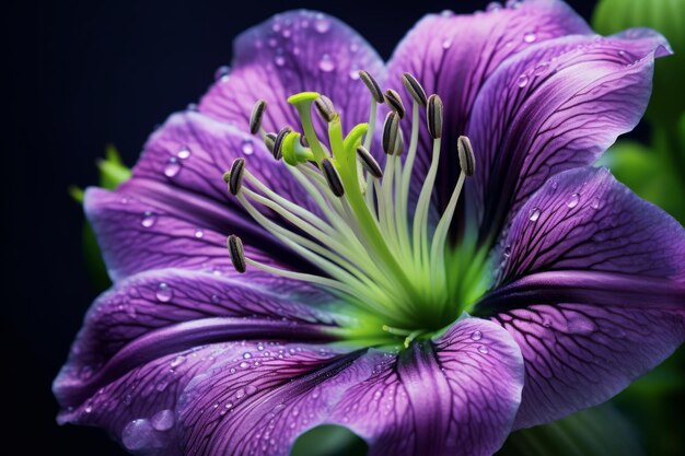緑と紫の花の美しさをクローズアップ写真で探求する AR