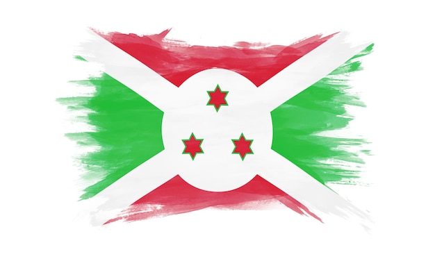 Burundi flag brush stroke, national flag on white background