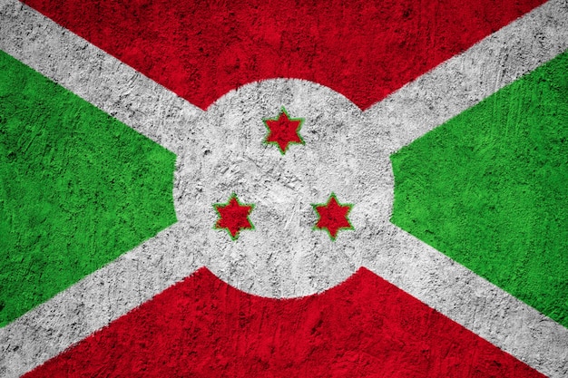 Burundi flag painted on grunge wall