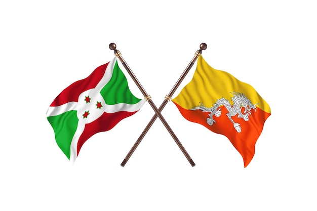 Burundi versus Bhutan twee landen vlaggen achtergrond