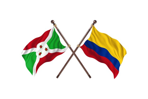 Burundi versus Colombia twee landen vlaggen achtergrond
