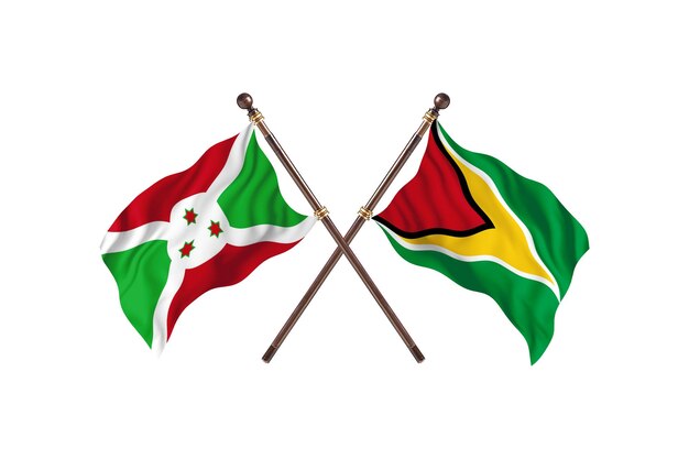 Burundi versus Guyana twee landen vlaggen achtergrond