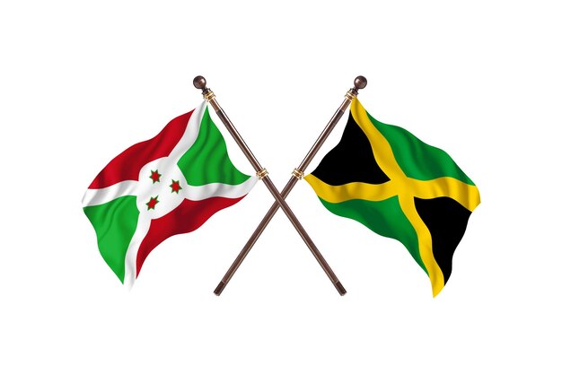 Burundi versus Jamaica twee landen vlaggen achtergrond