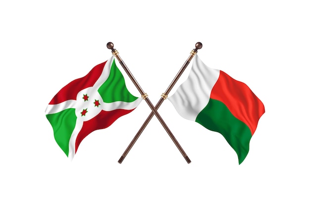 Burundi versus Madagascar Two Countries Flags Background