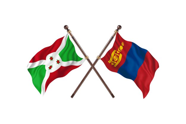 Burundi versus Mongolia Two Countries Flags Background