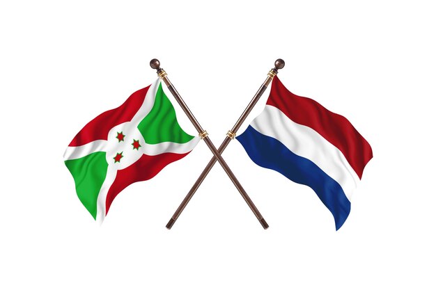 Burundi versus Netherlands Two Countries Flags Background