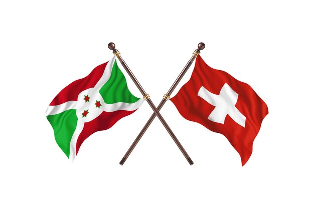 Burundi versus Switzerland Two Countries Flags Background