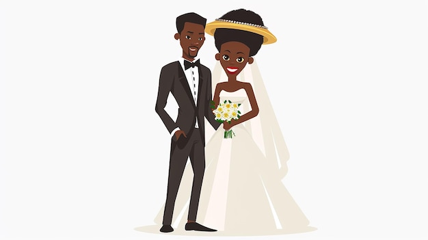 Burundi wedding couple vector flat minimalist