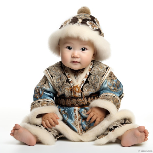 Buryat Baby in Traditional Outfit