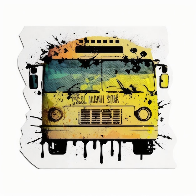 Photo bus basquiat sticker abstract graffiti wall art expression clipart tattoo paint 1980