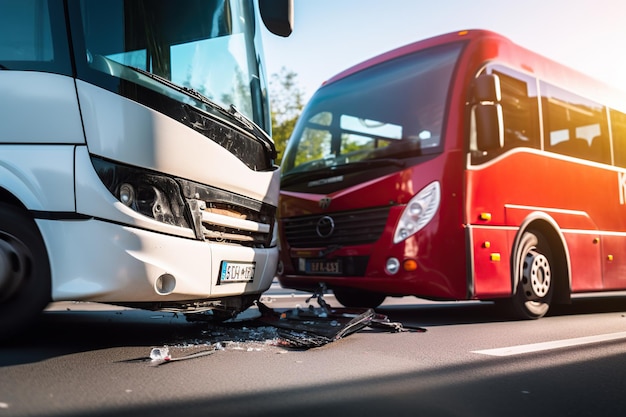 Bus collision at street Accident insurance Generative AI