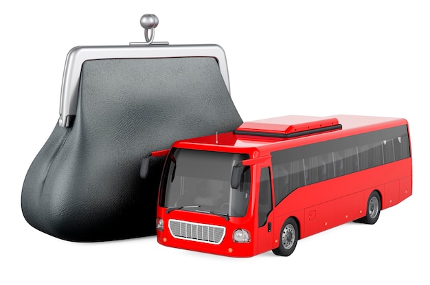 Bus met portemonnee munt 3D-rendering