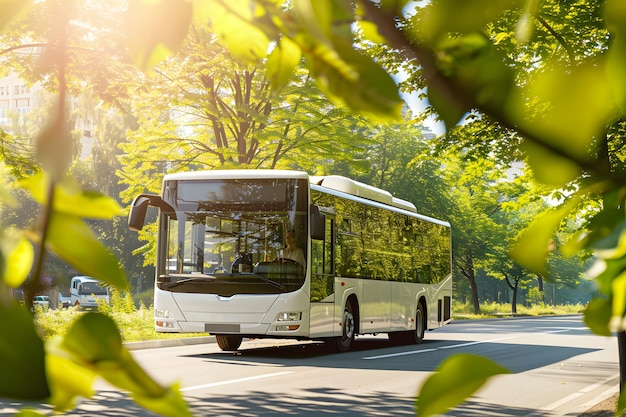 Foto bus op de weg in beweging wazig concept van reizen en vervoer