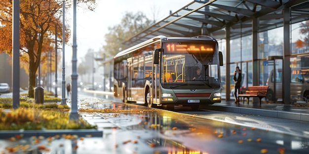 bus openbaar vervoer op een stadsstraat Generatieve AI