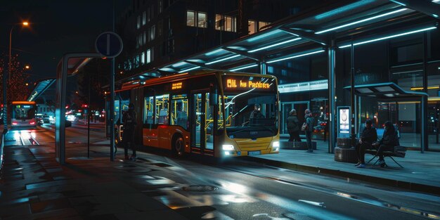 bus public transport on a city street Generative AI