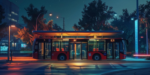 bus public transport on a city street Generative AI