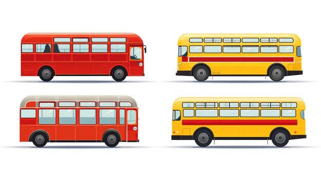 Photo bus realistic set white background